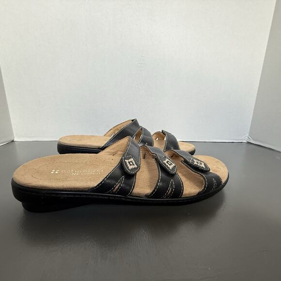 Naturalizer Kane Women’s Sandal‎ Black Leather With Ivory Stitching 7.5M - Picture 10 of 16